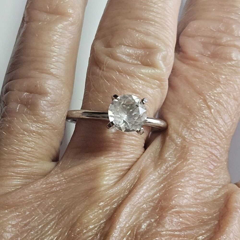 Vintage Silver Tone Uncas Ring Size 7 Solitaire Engagement Wedding